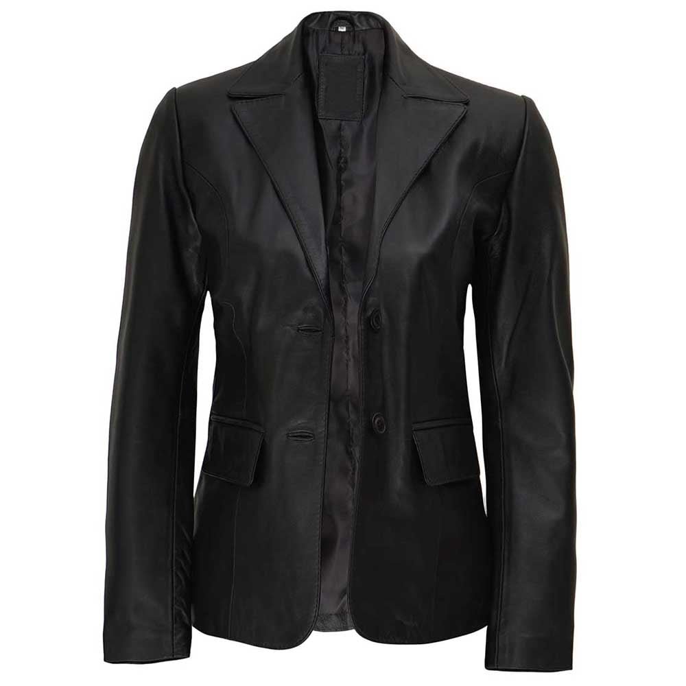 Black Leather Blazer Women's