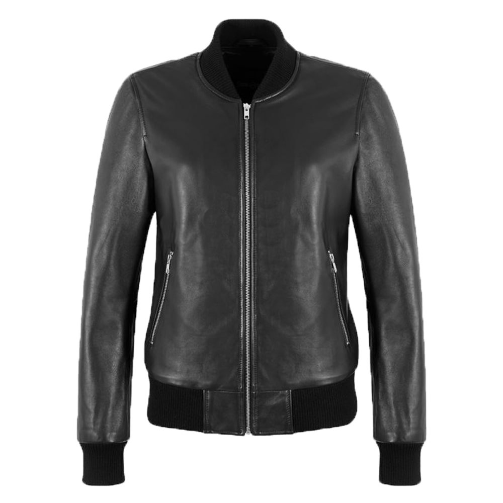 Black Leather Bomber Jacket