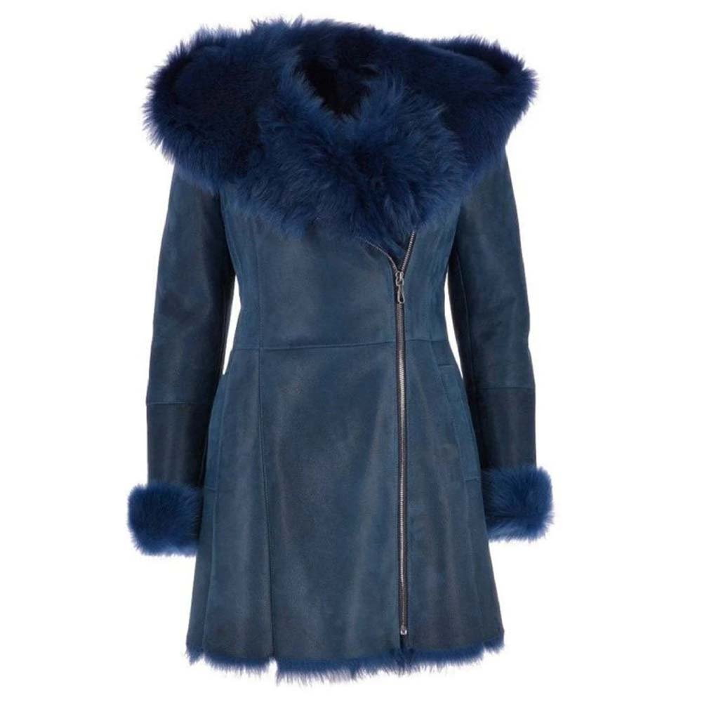 Blue Women Shearling Jacket