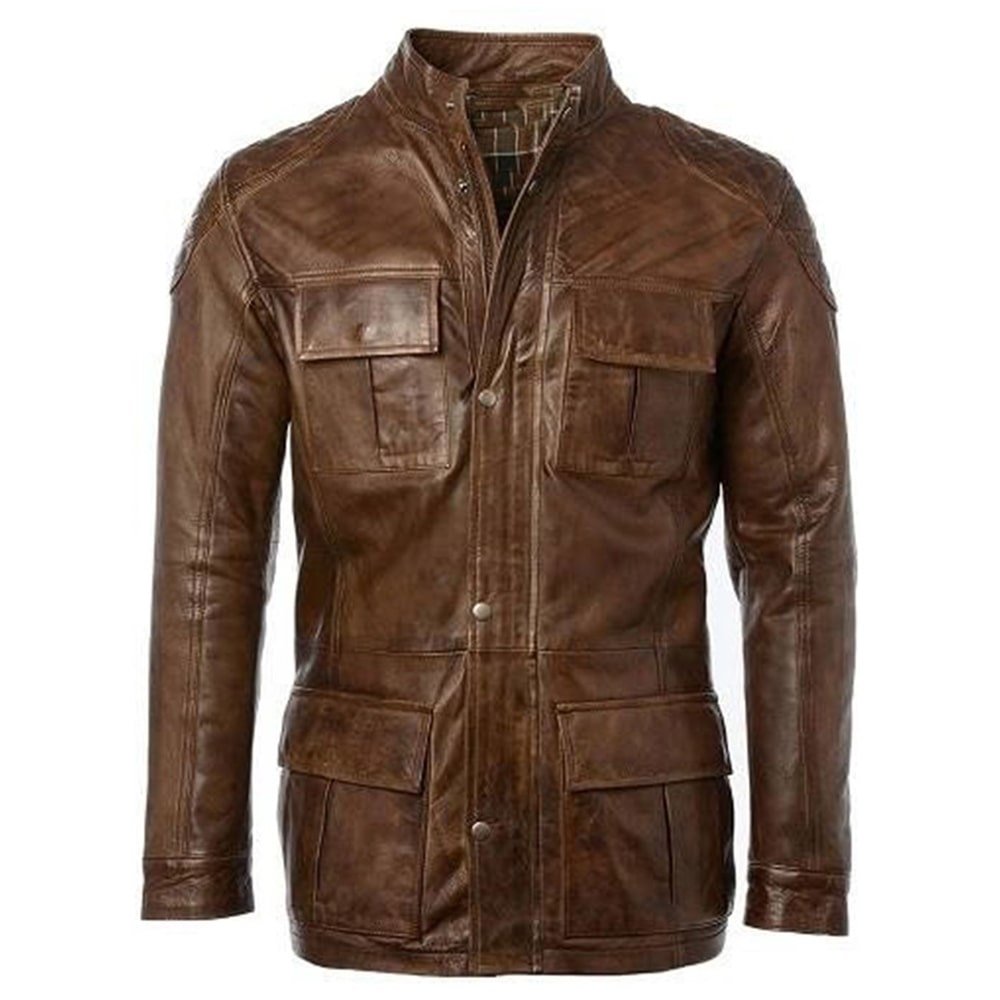 Brown Leather Biker Jacket