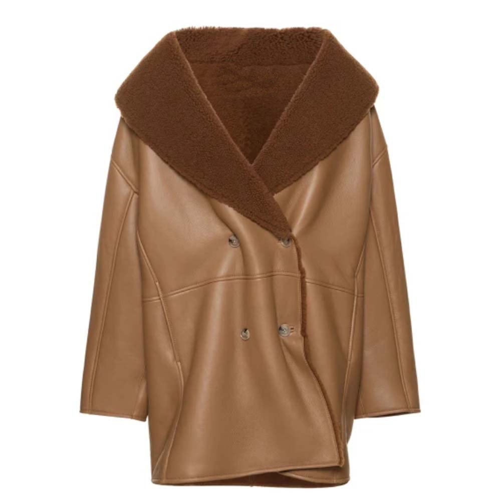 Brown Leather Shearling Jacket Women's
