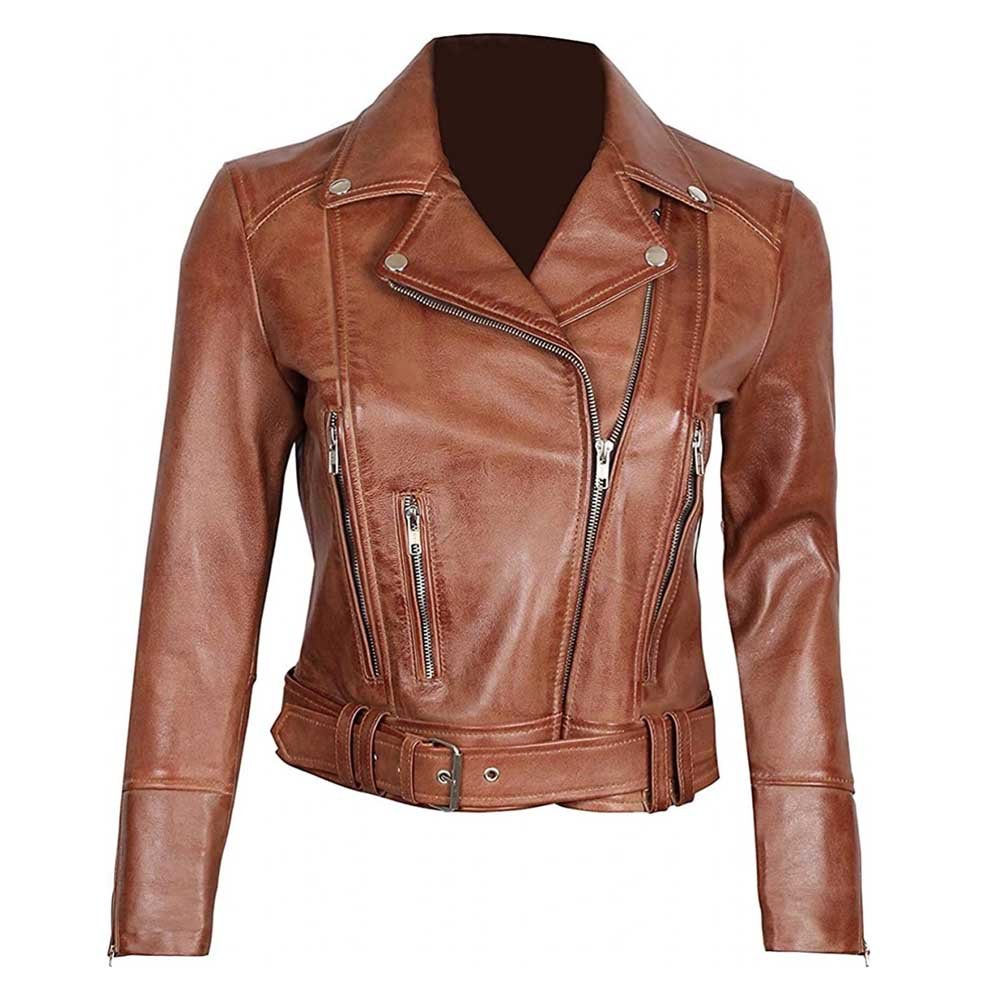 Brown Moto Jacket Women