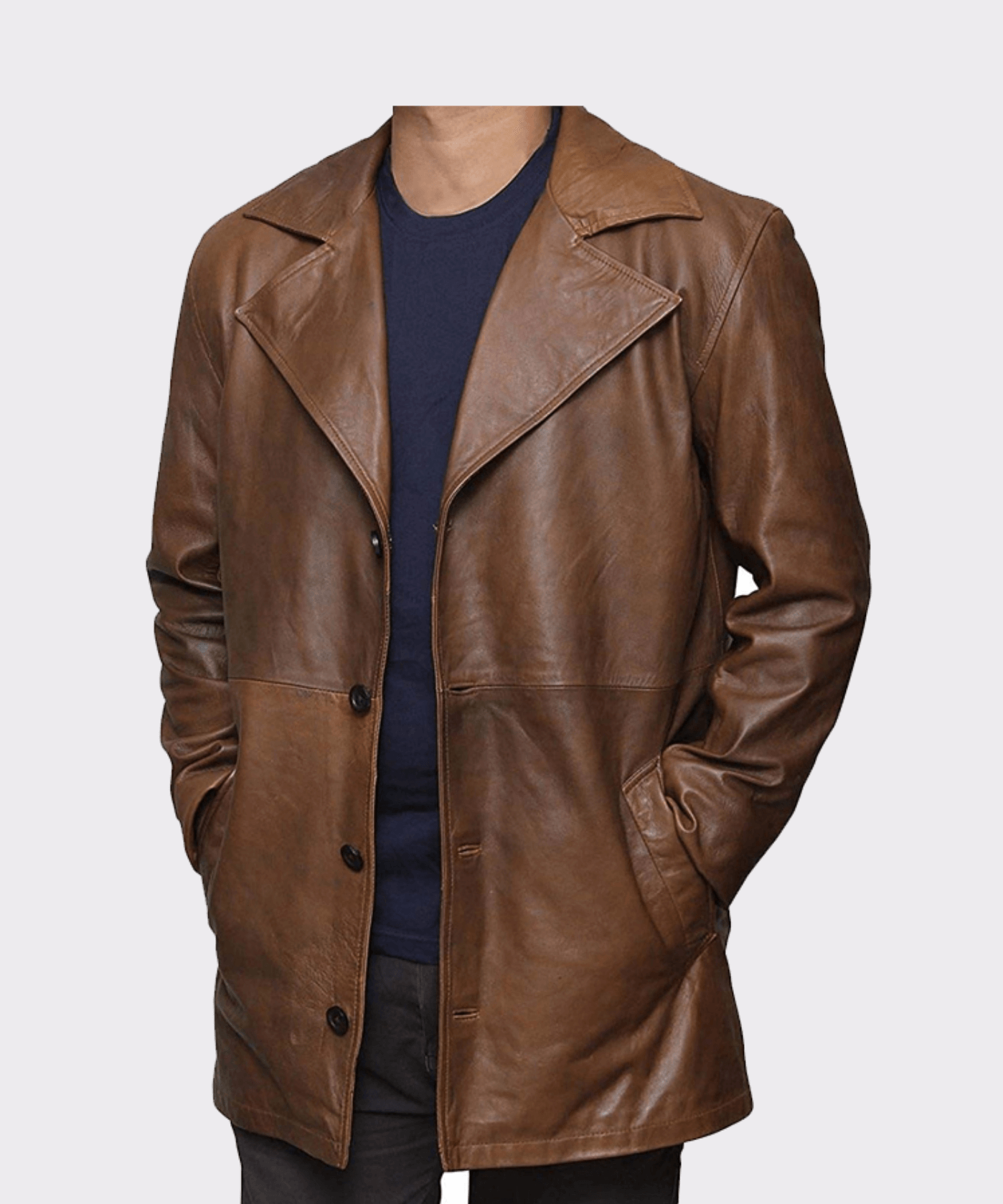 Brown Trench Real Leather Long Coat