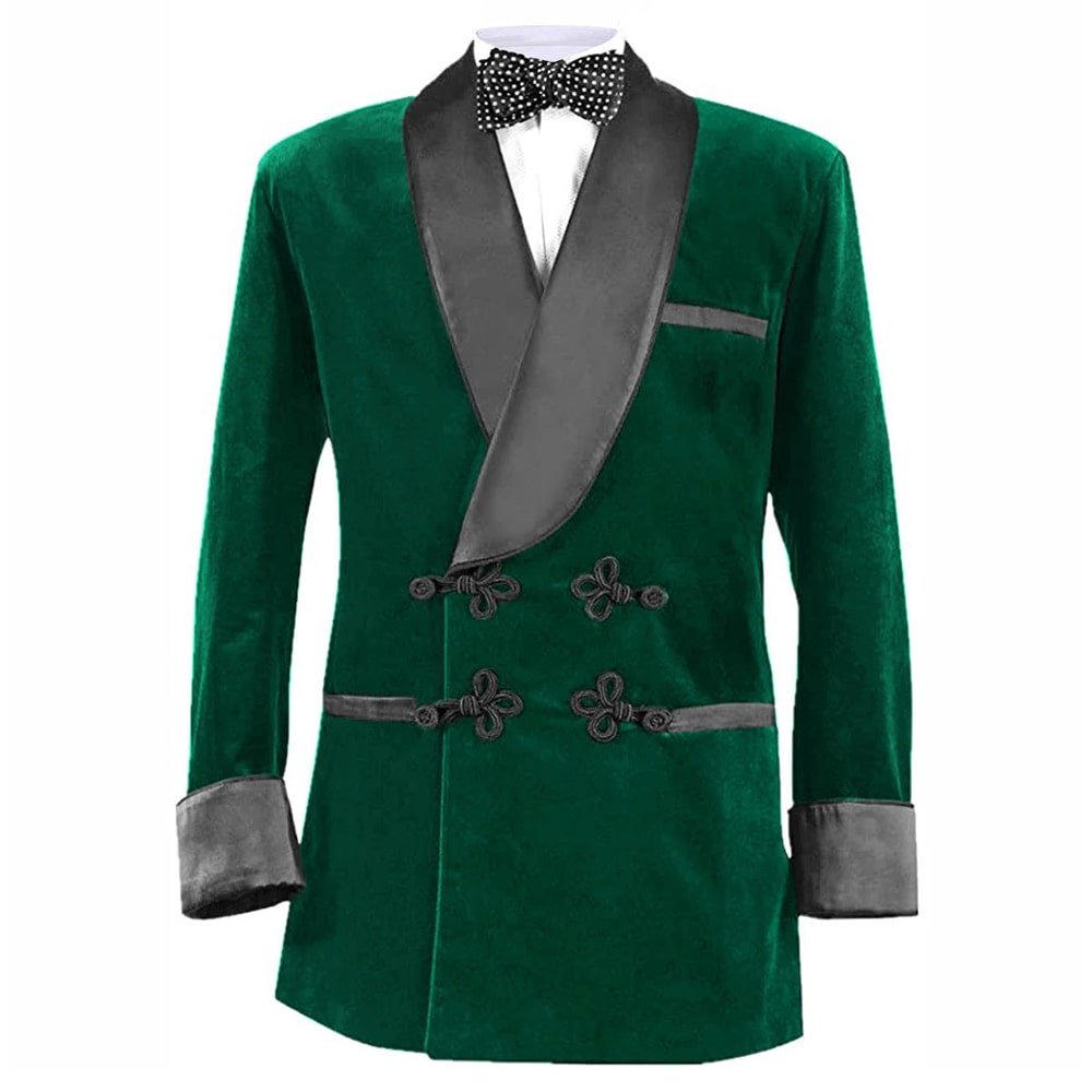 Green Velvet Smoking Jacket Mens