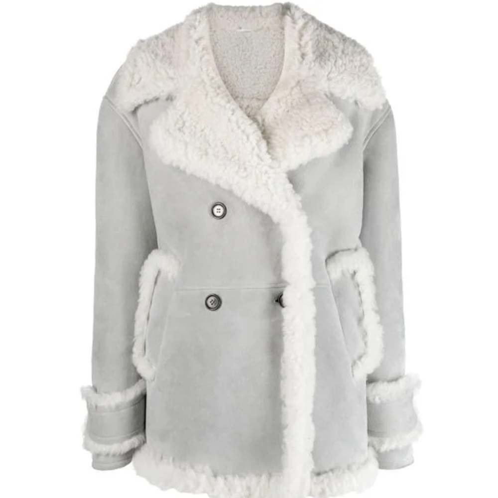 Grey Shearling Jacket Women's
