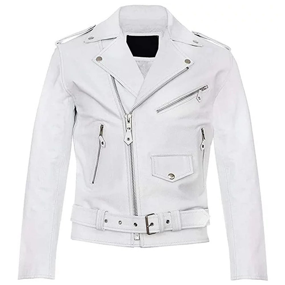 Mens White Leather Jacket