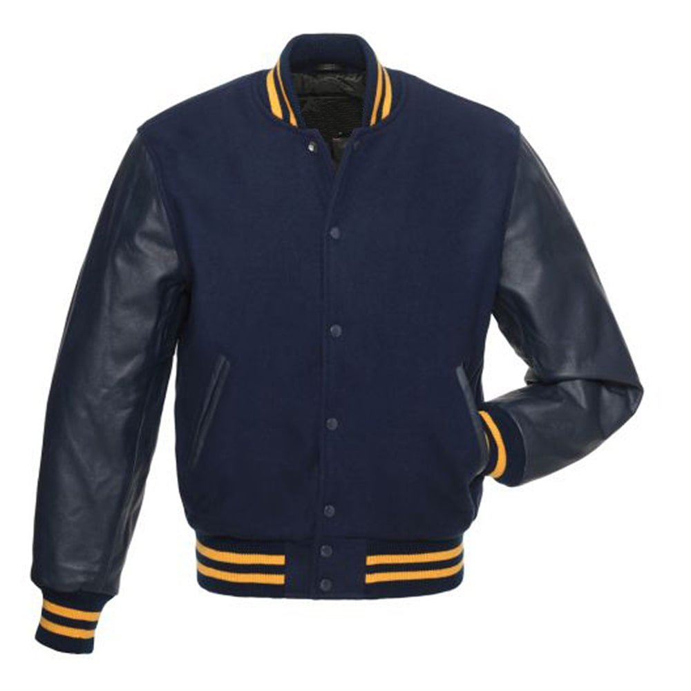 Navy Blue And Gold Varsity Jacket