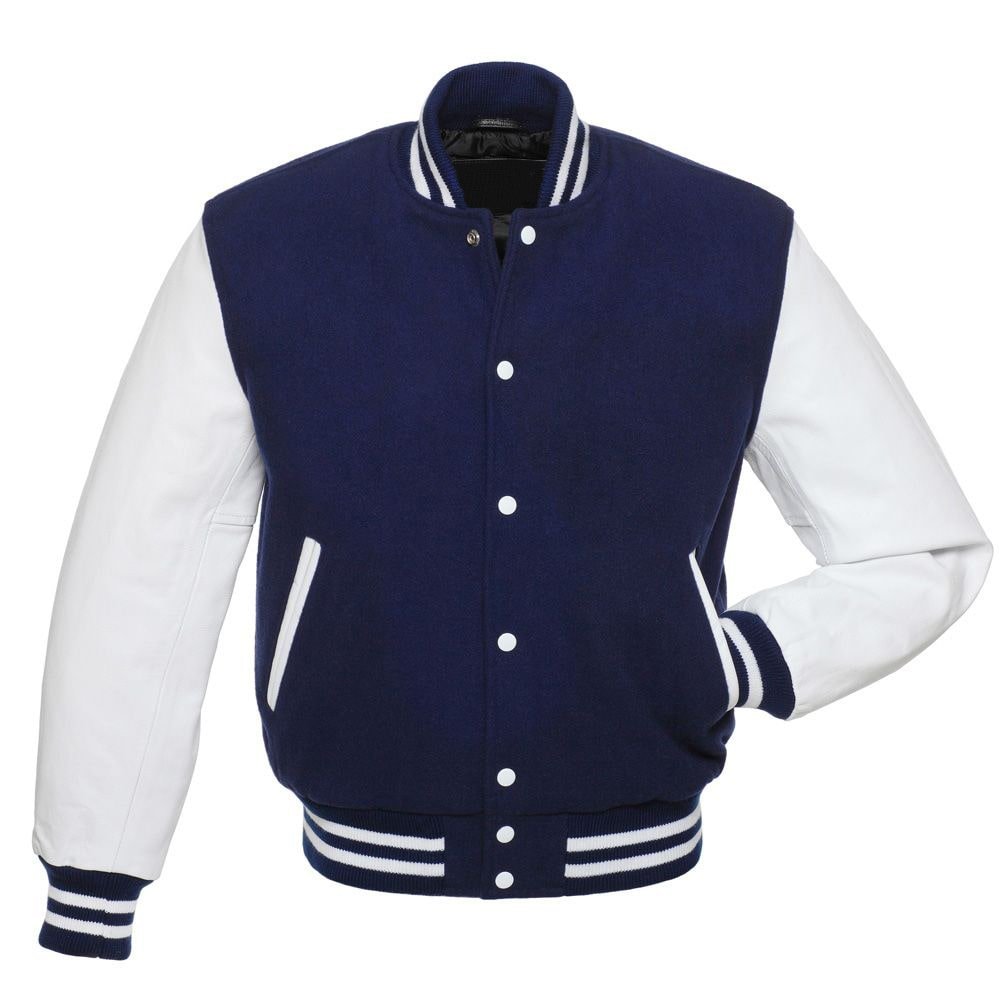 Navy Blue And White Varsity Jacket