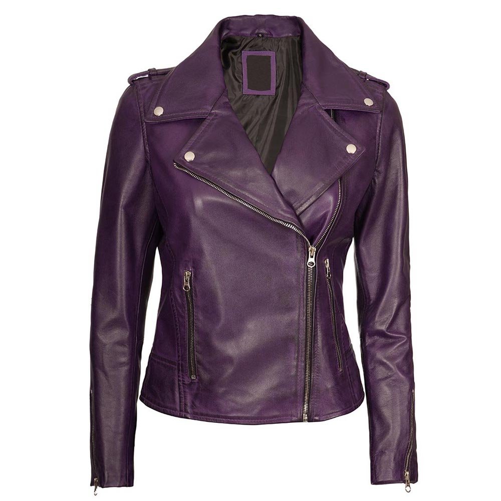 Purple Leather Jacket Women