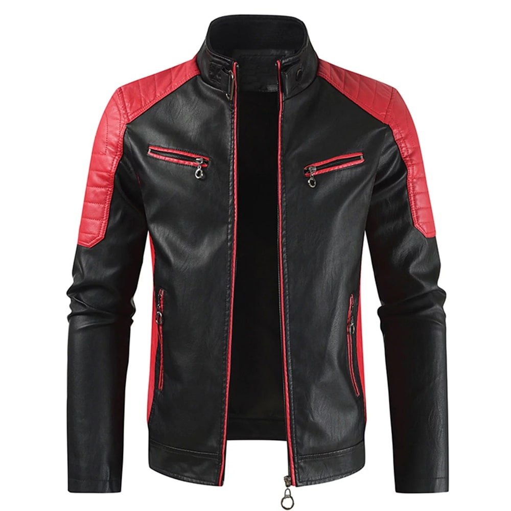 Red And Black Biker Leather Jacket
