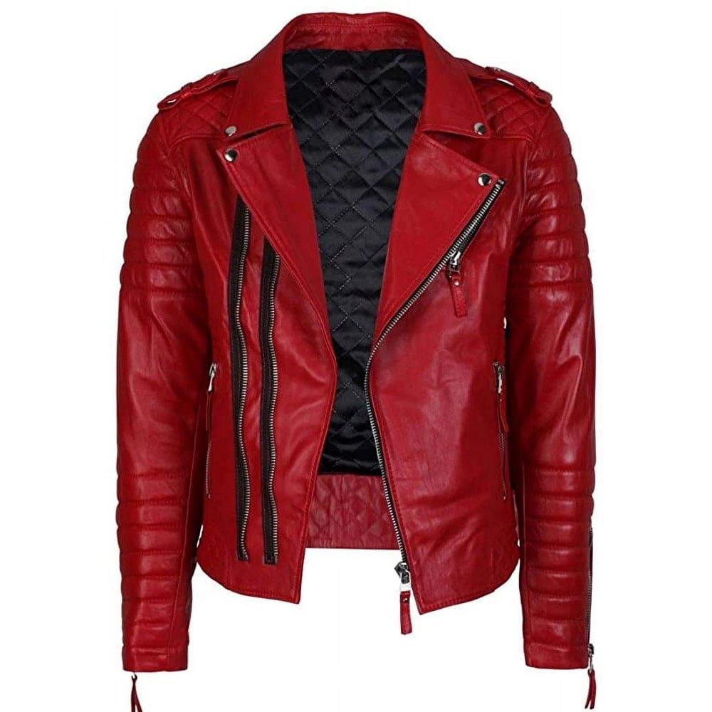 Red Biker Leather Jacket