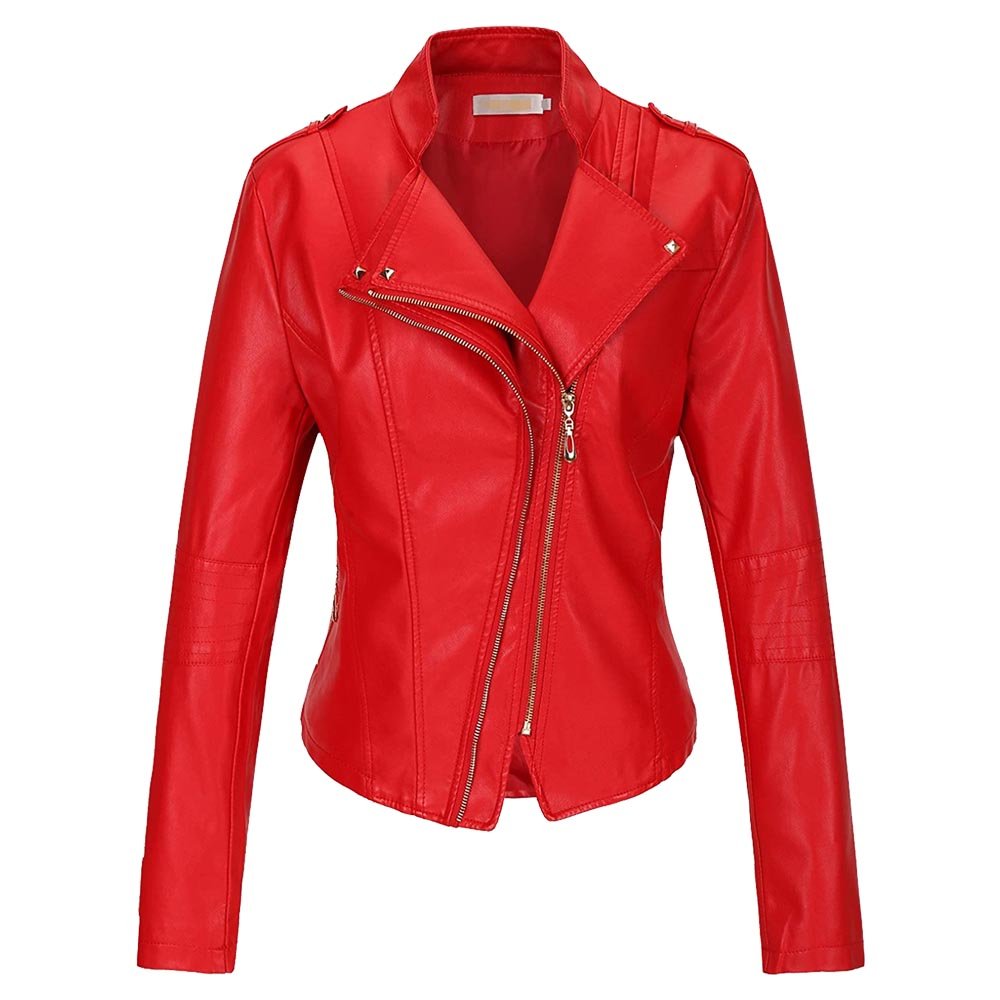 Red Leather Jacket Women