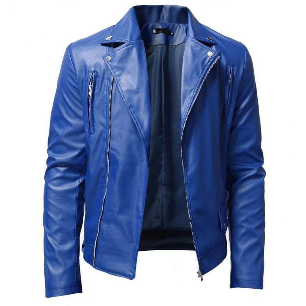 Royal Blue Leather Jacket