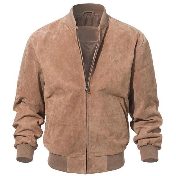 Suede Leather Bomber Jacket