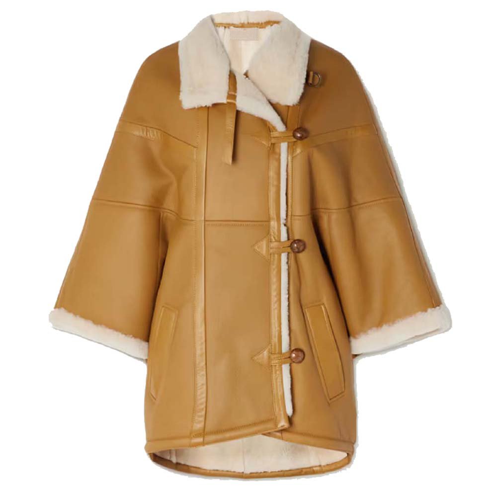 Tan Shearling Jacket Women's