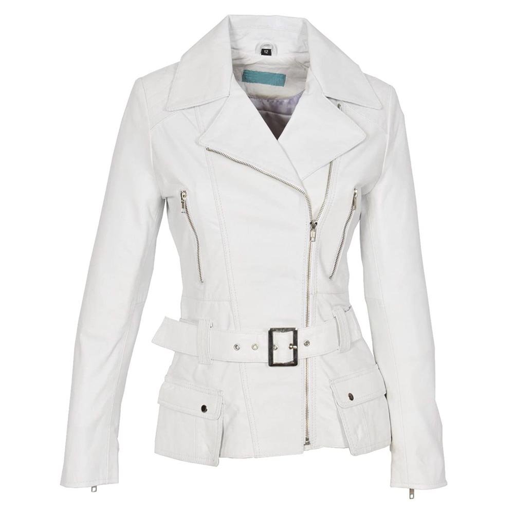 White Leather Jacket Women