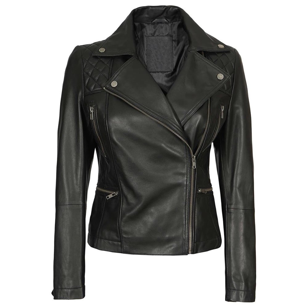 Women Black Biker Leather Jacket