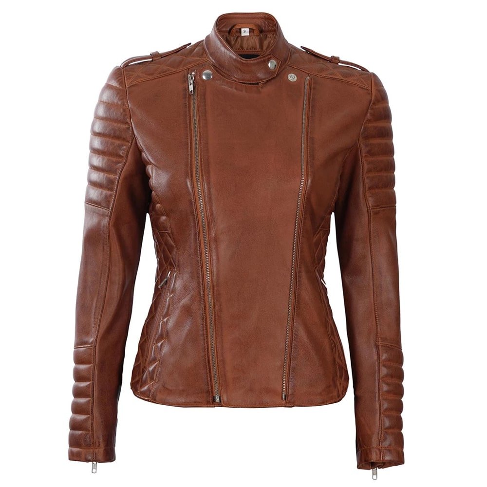 Women Brown Biker Leather Jacket