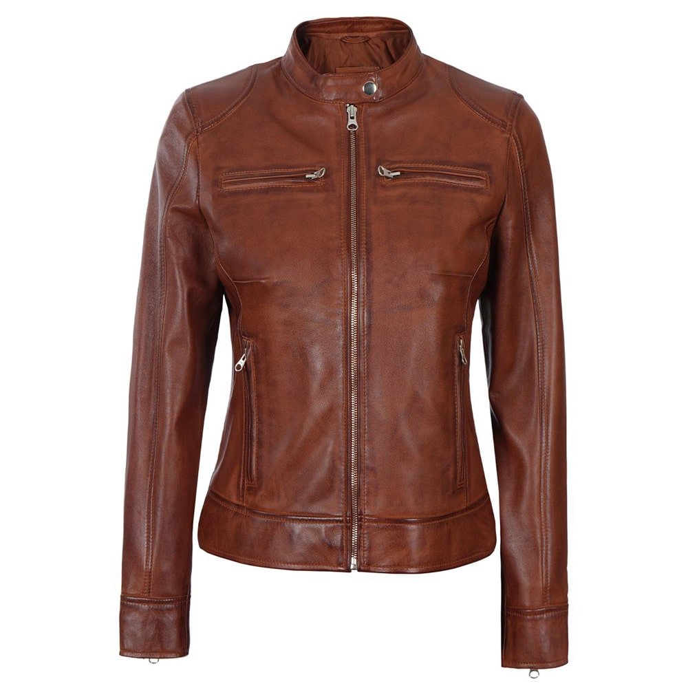 Women Leather Jacket Brown