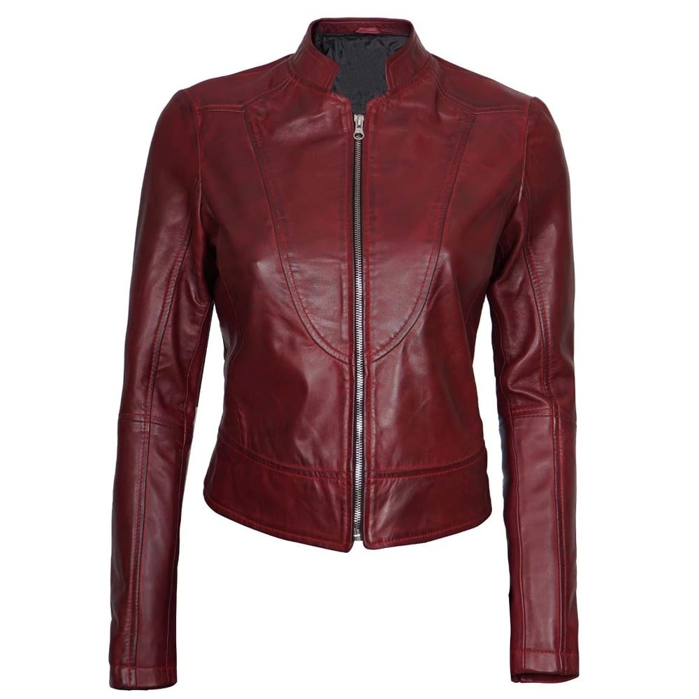 Womens Maroon Leather Jacket