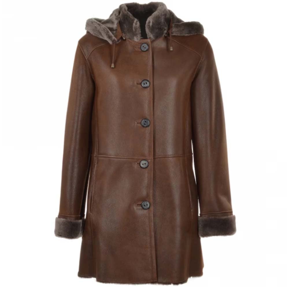 Women's Shearling Jacket With Hood