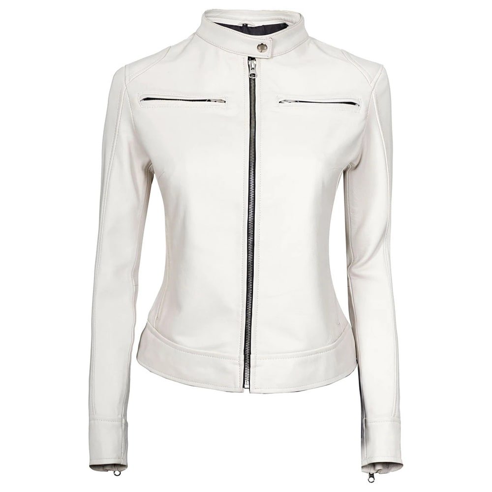 Womens White Leather Jacket